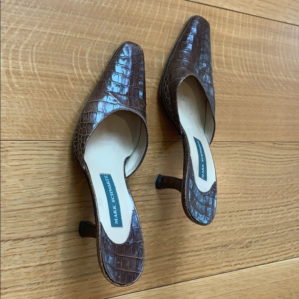 Closed toe high heel mules